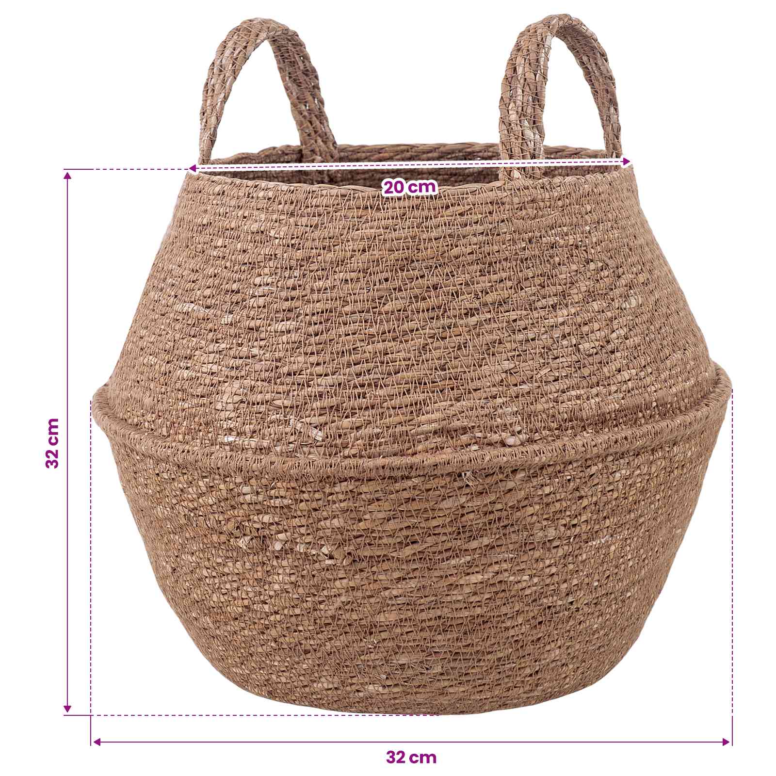 Vaso da fiori con manici 2 pcs Naturale Ø 32 x 32 cm
