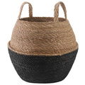 Vaso da fiori con manici Nero Ø 32 x 32 cm 100% Erba marina