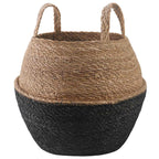 Vaso da fiori con manici Nero Ø 32 x 32 cm 100% Erba marina
