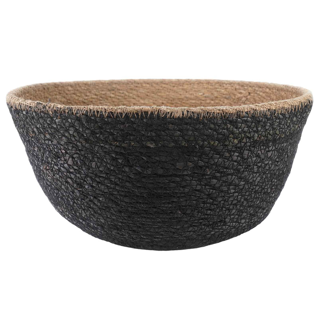 Vaso da fiori con manici Nero Ø 32 x 32 cm 100% Erba marina