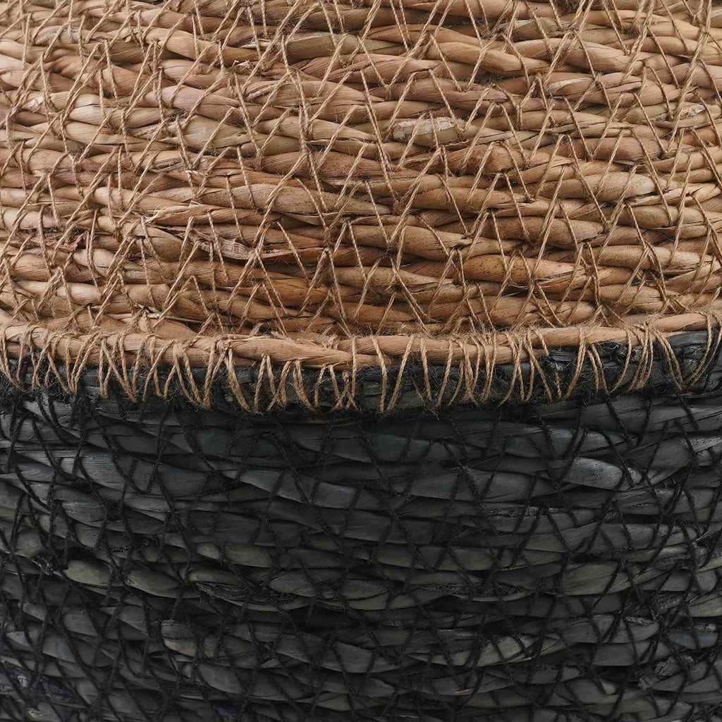 Vaso da fiori con manici Nero Ø 32 x 32 cm 100% Erba marina