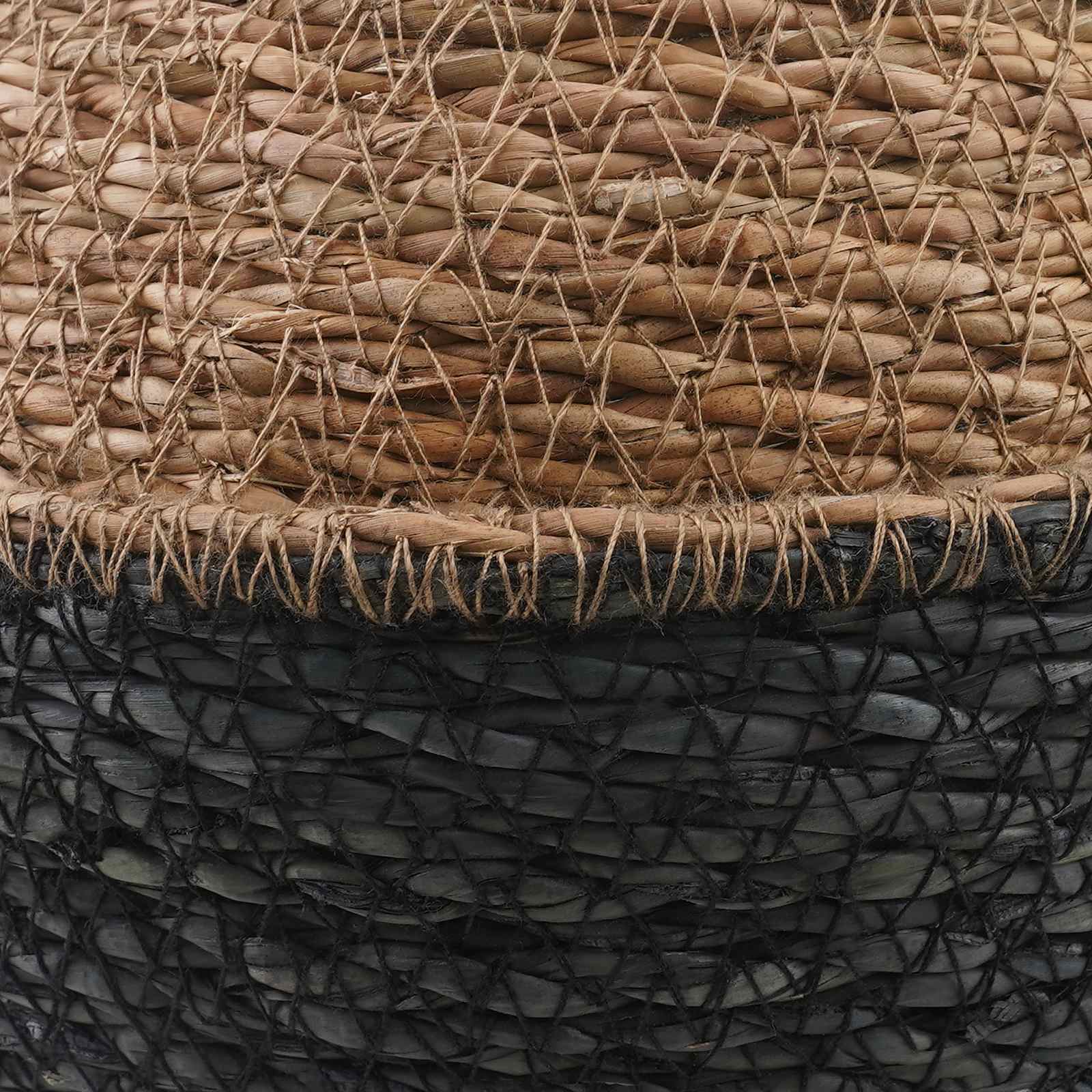Vaso da fiori con manici Nero Ø 32 x 32 cm 100% Erba marina