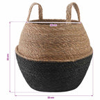 Vaso da fiori con manici Nero Ø 32 x 32 cm 100% Erba marina
