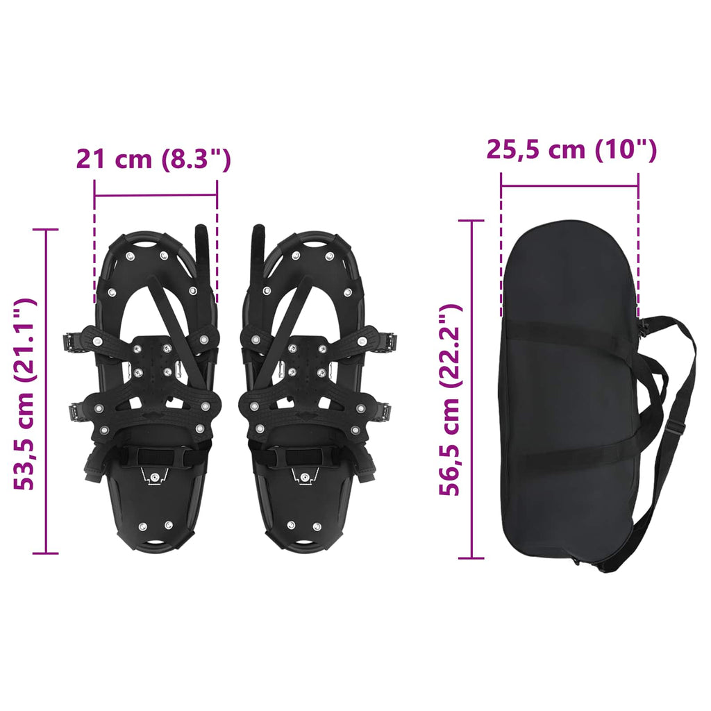Ciaspole 3 in 1 Nero 53,5 x 21 cm Alluminio e HDPE
