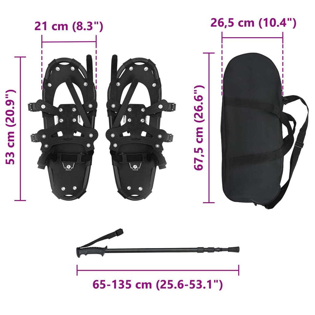Racchette da neve 3 in 1 con bastoni da trekking Nero