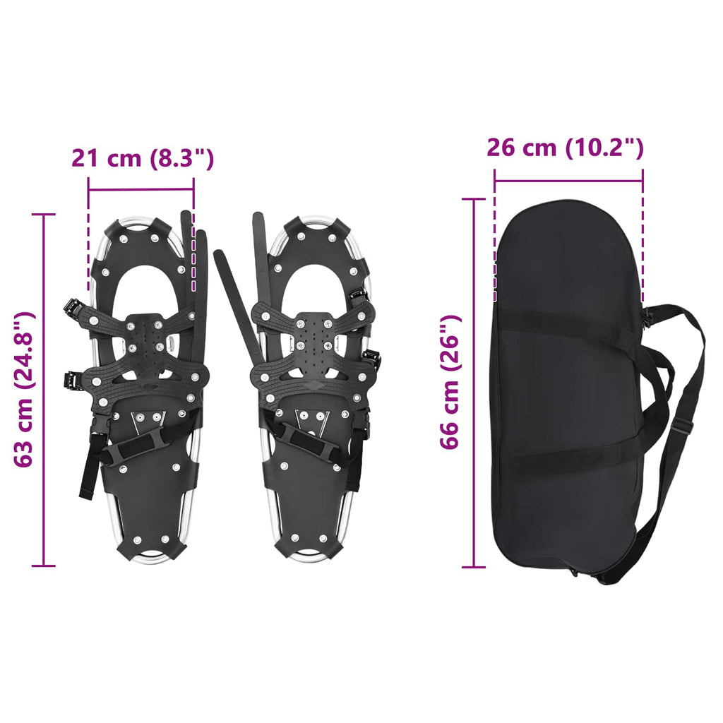 Ciaspole 3 in 1 Argento e Nero 63 x 21 cm Alluminio e HDPE