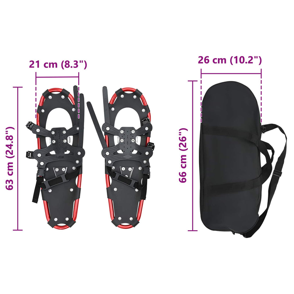 Ciaspole 3 in 1 Rosso e Nero 63 x 21 cm Alluminio e HDPE