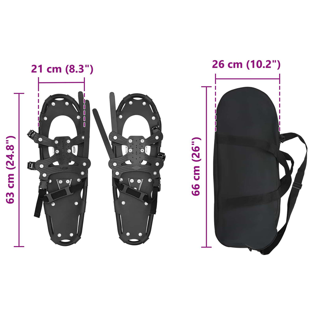Ciaspole 3 in 1 Nero 63 x 21 cm Alluminio e HDPE