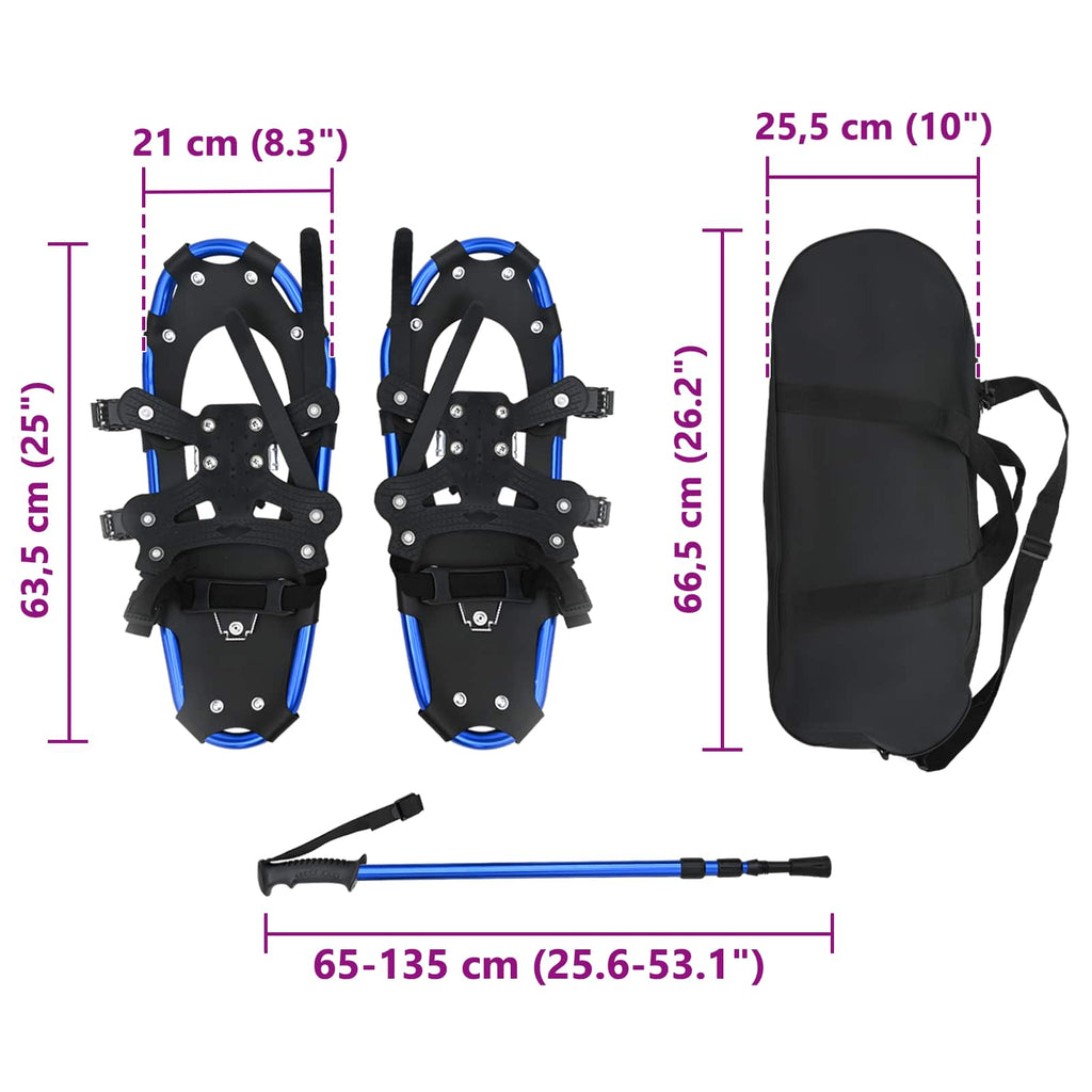Racchette da neve 3 in 1 con bastoni da trekking Blu e Nero