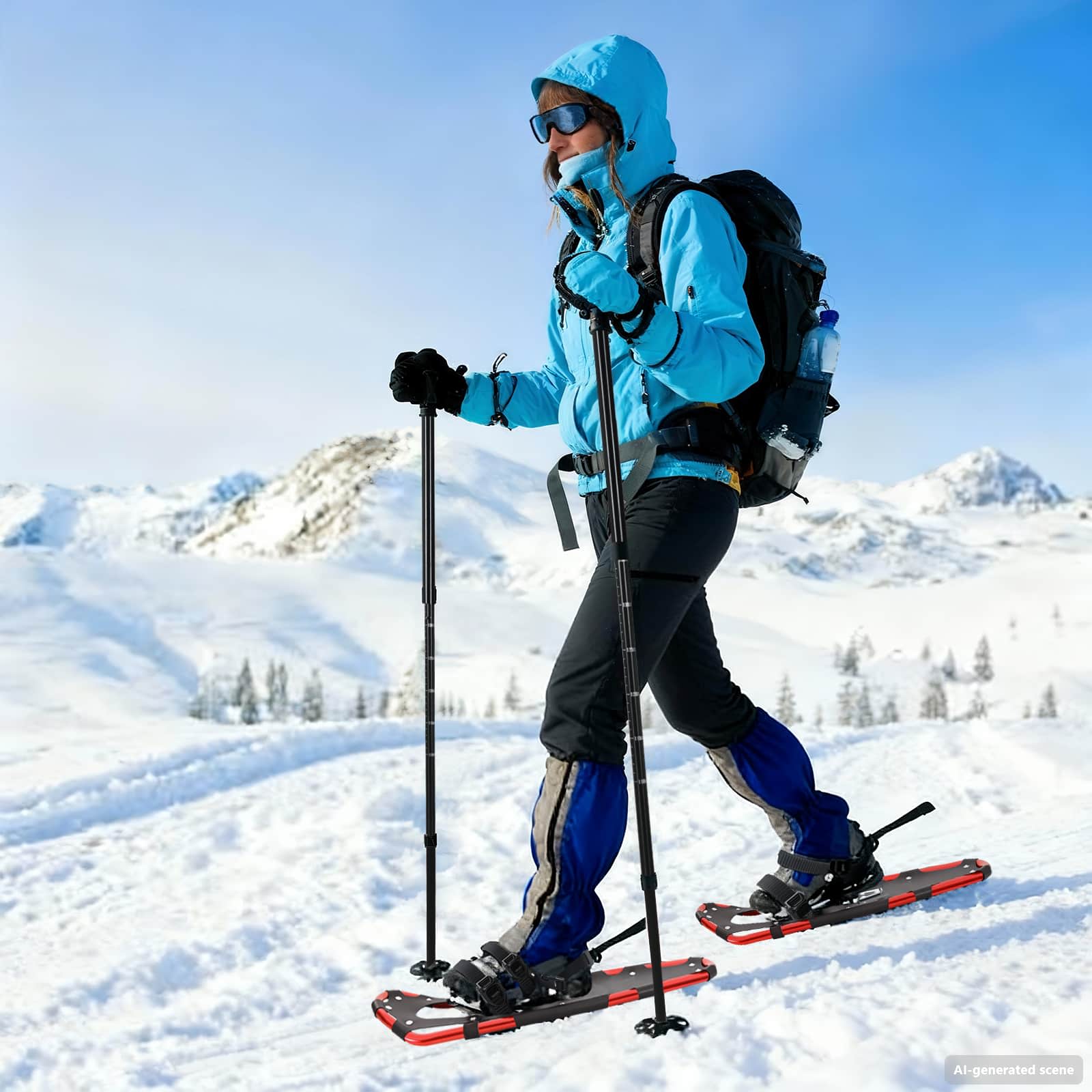 Ciaspole 3 in 1 Rosso e Nero 78,5 x 22 cm Alluminio e HDPE