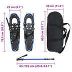 Racchette da neve 3 in 1 con bastoni da trekking Blu e Nero