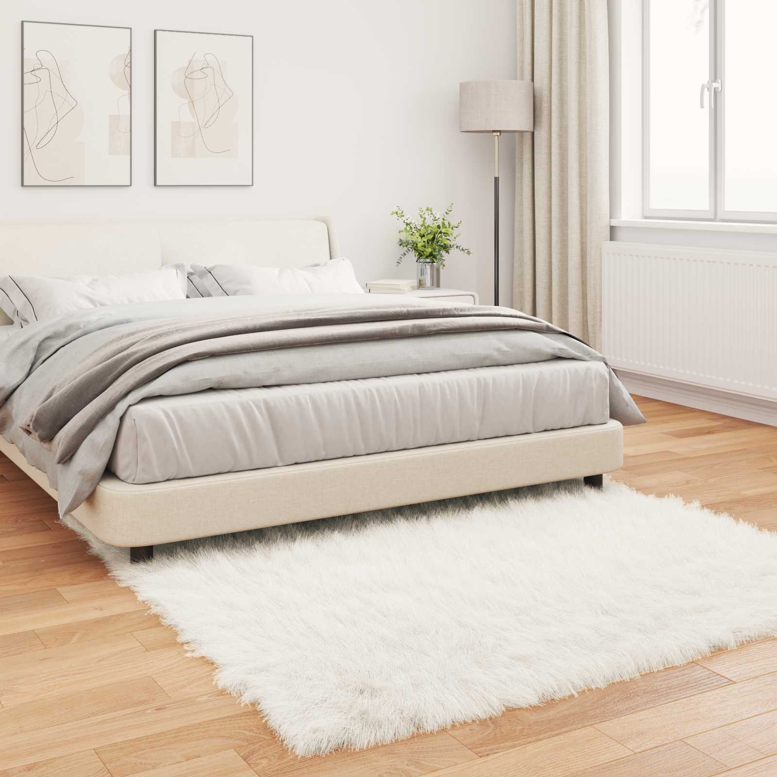 Tappeto in finta TAFALLA Bianco 160 x 160 cm Poliestere
