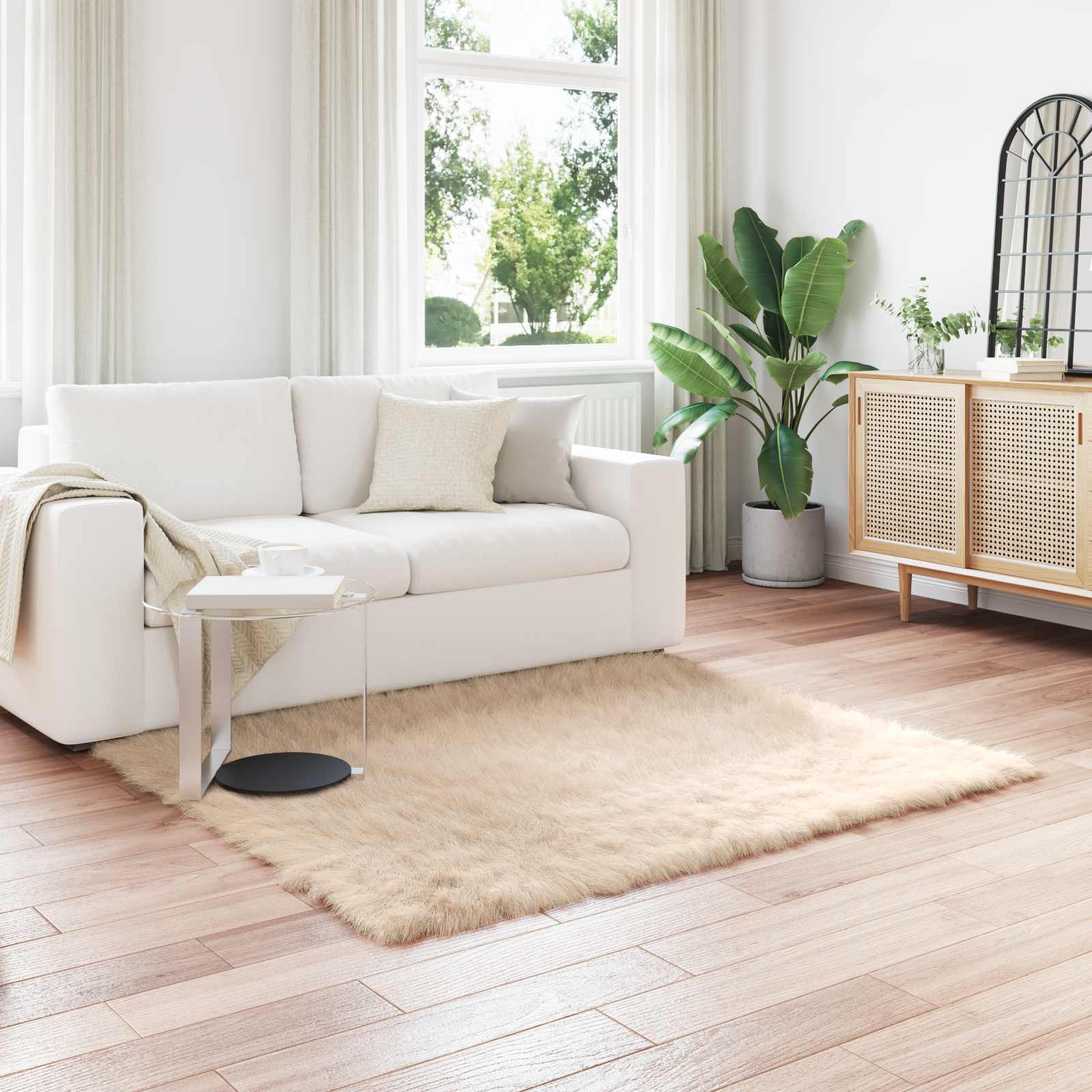 Tappeto in finta TAFALLA Beige 160 x 160 cm Poliestere