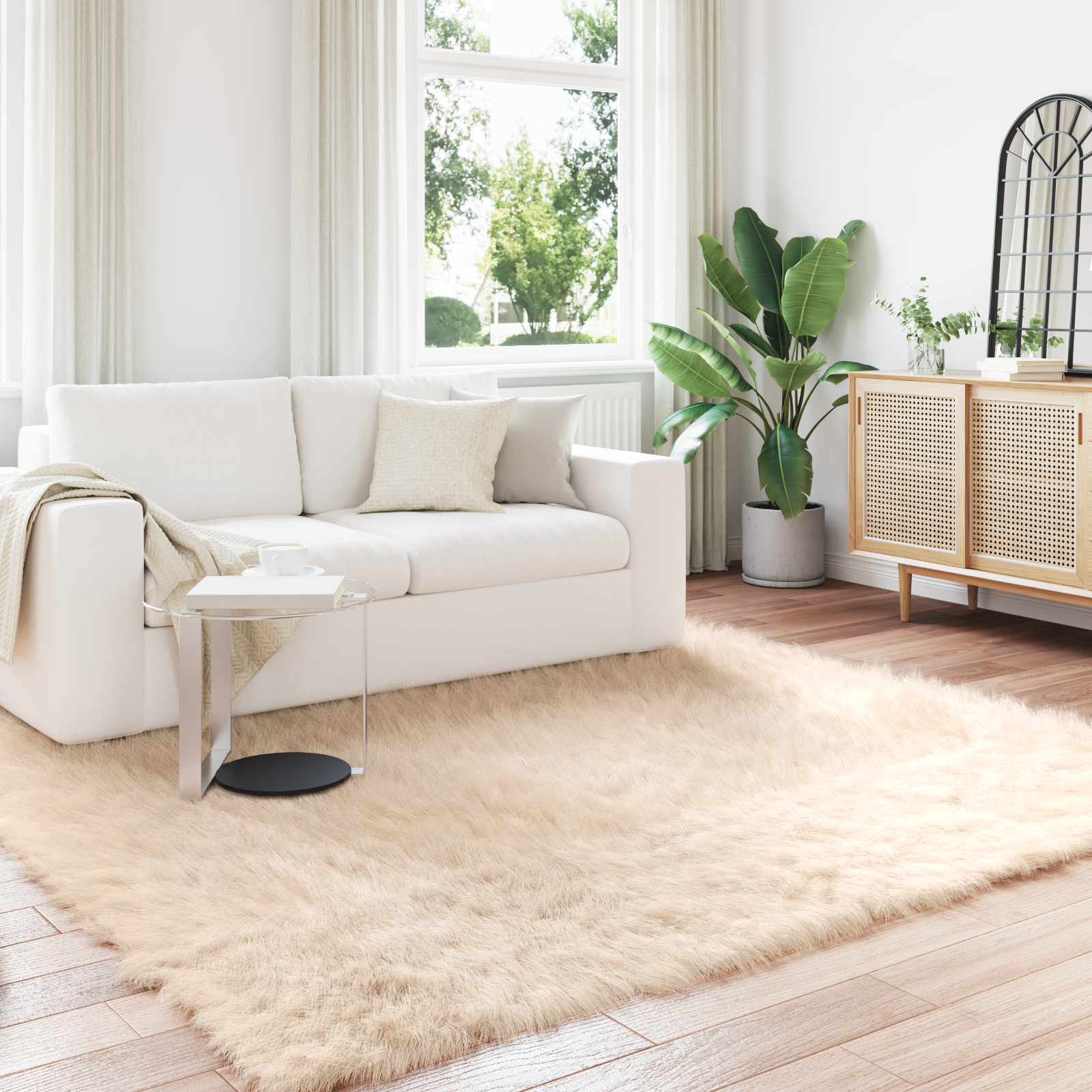 Tappeto in finta TAFALLA Beige 200 x 200 cm Poliestere