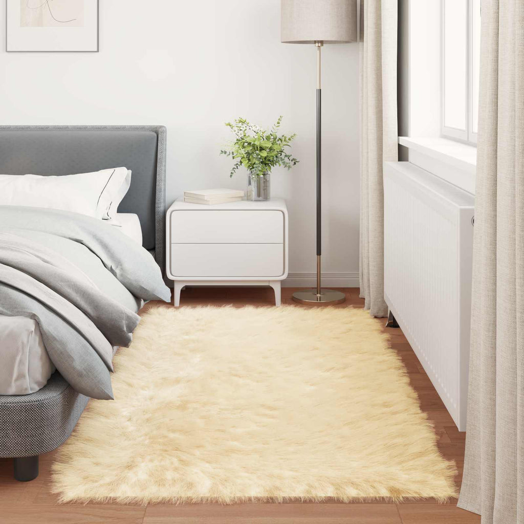 Tappeto in finta TAFALLA Crema 100 x 200 cm Poliestere