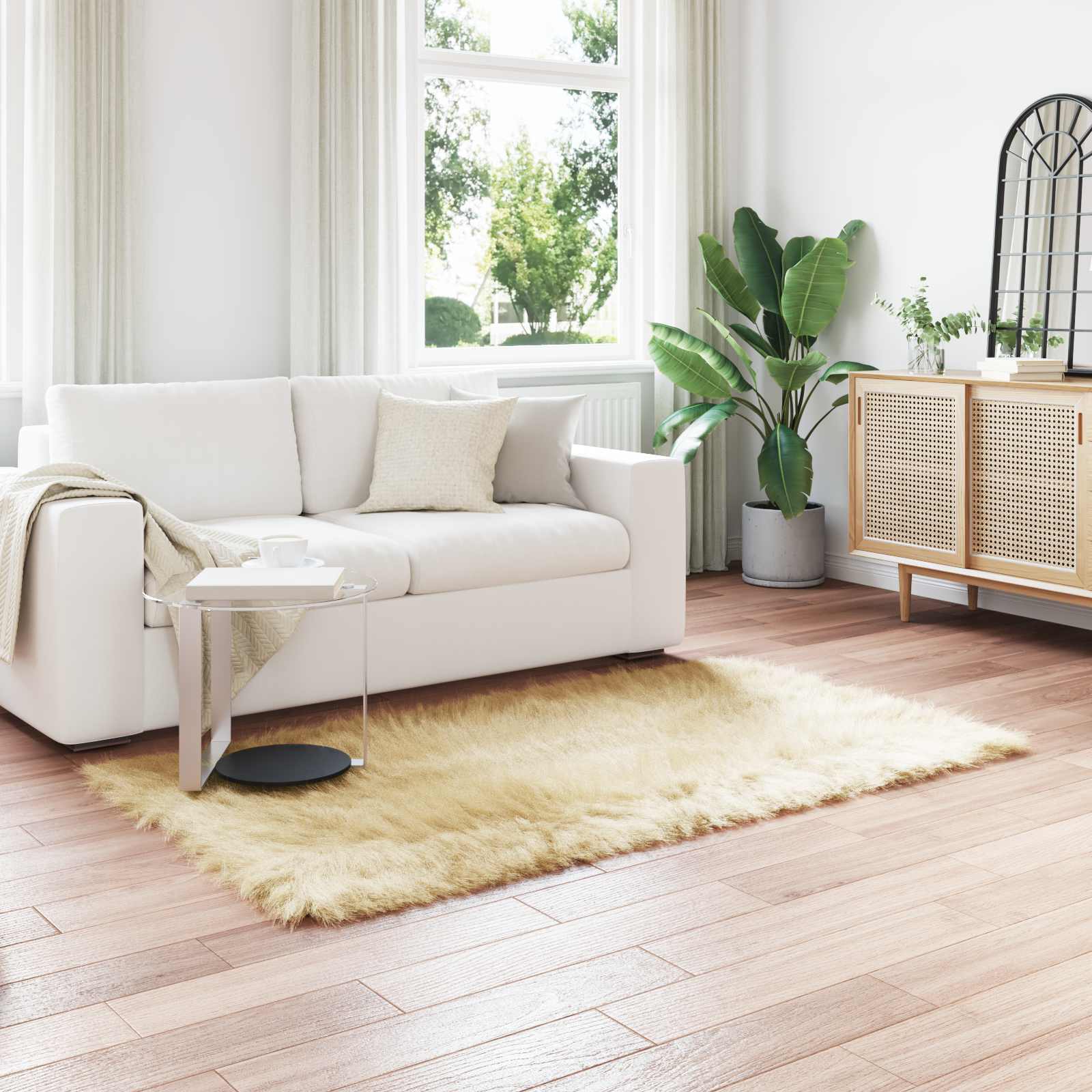 Tappeto in finta TAFALLA Crema 120 x 170 cm Poliestere