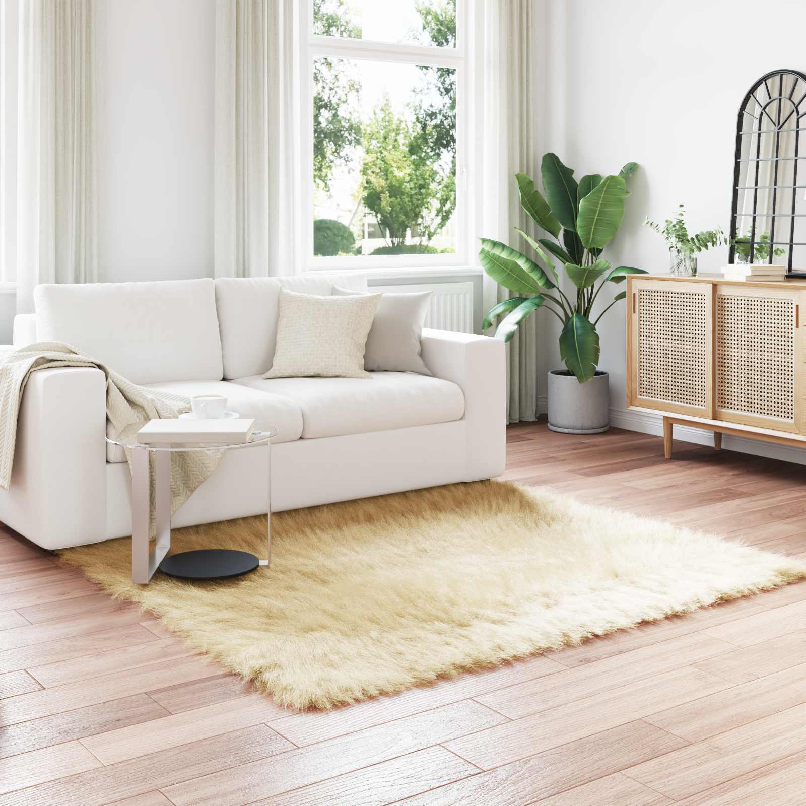 Tappeto in finta TAFALLA Crema 120 x 120 cm Poliestere