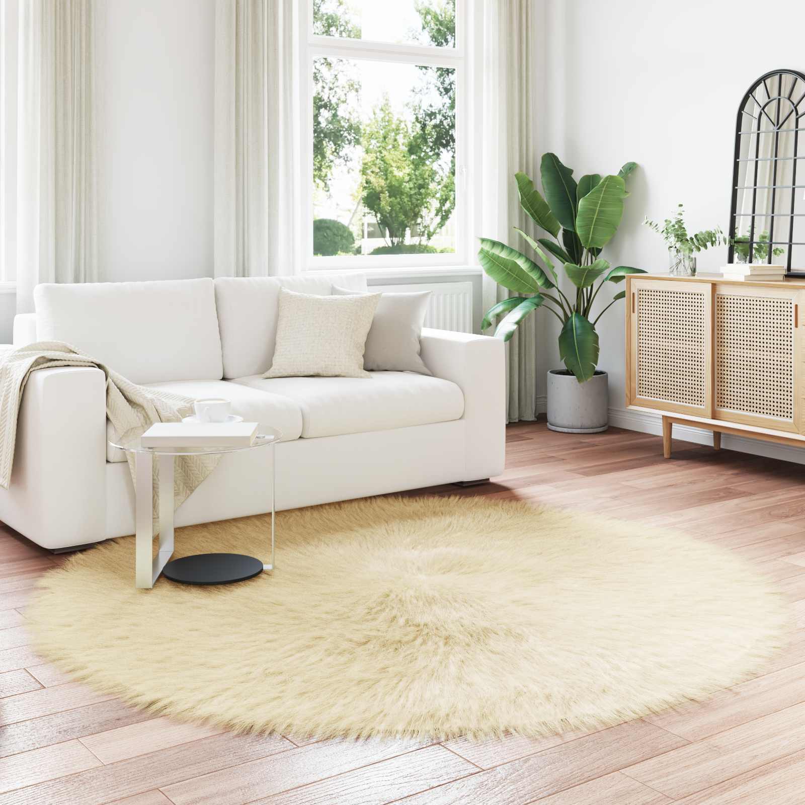 Tappeto in finta TAFALLA Crema Ø 160 cm Poliestere
