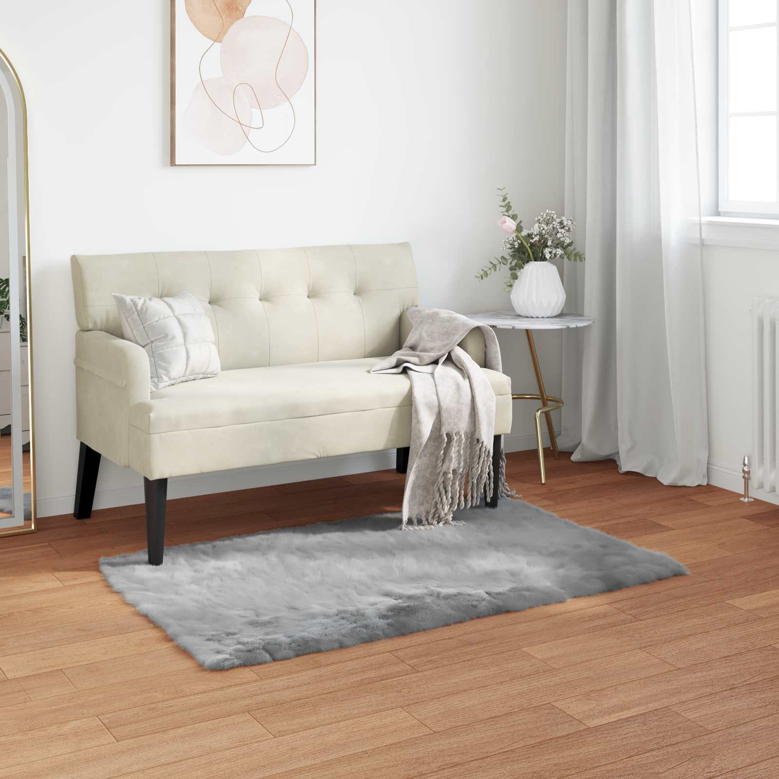 Tappeto in finta TAFALLA Grigio 60 x 110 cm Poliestere