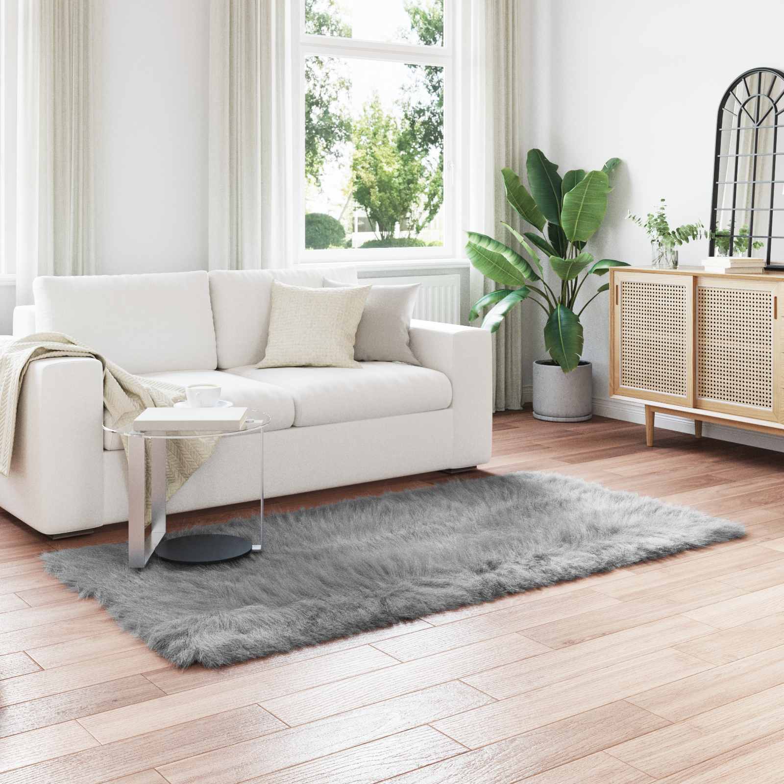 Tappeto in finta TAFALLA Grigio 100 x 200 cm Poliestere