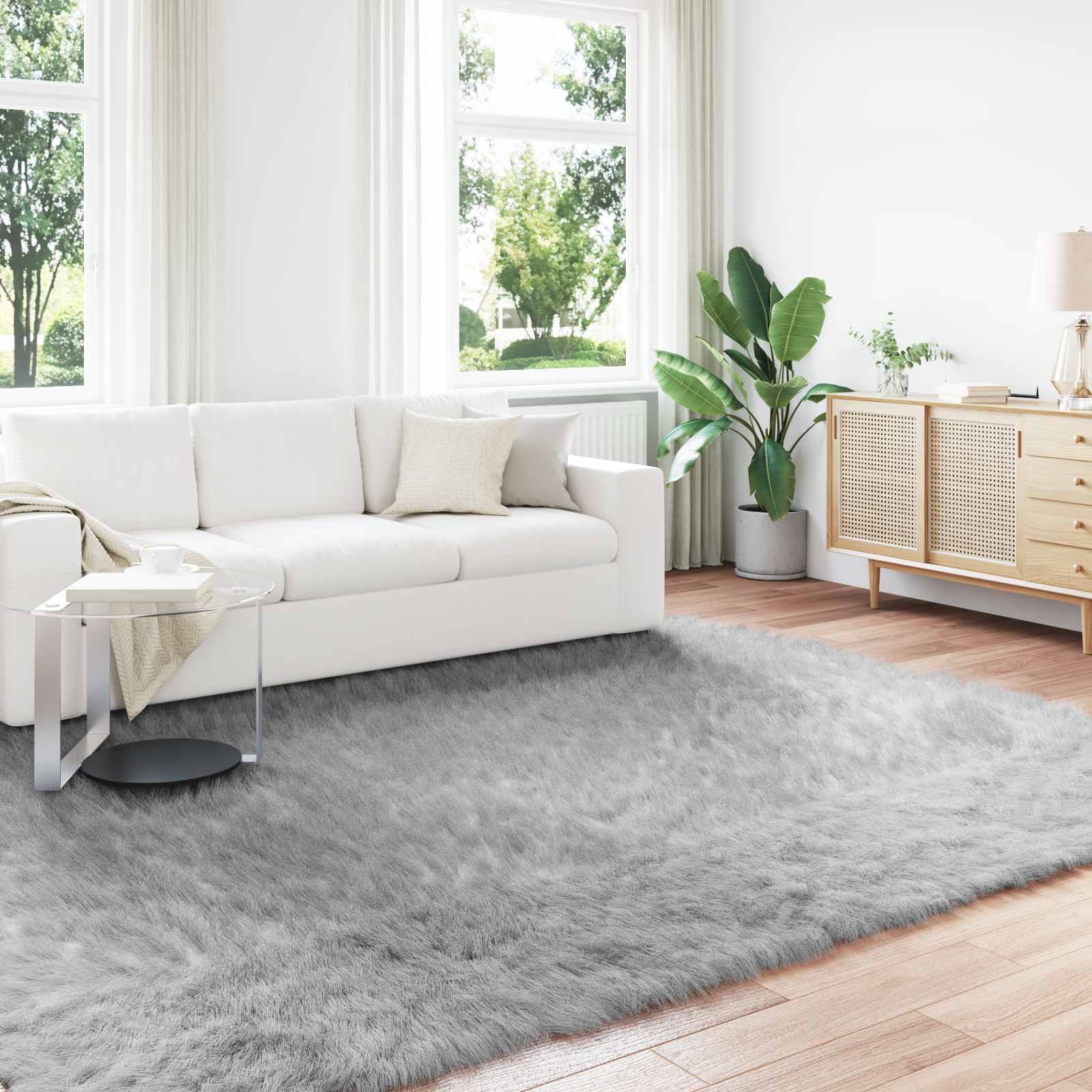Tappeto in finta TAFALLA Grigio 200 x 280 cm Poliestere