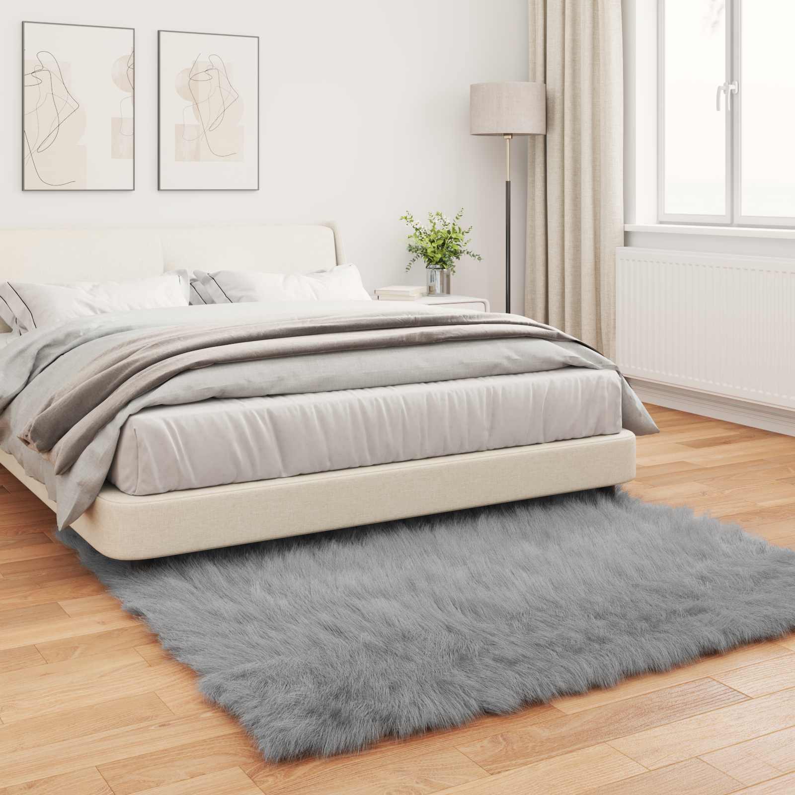 Tappeto in finta TAFALLA Grigio 120 x 120 cm Poliestere