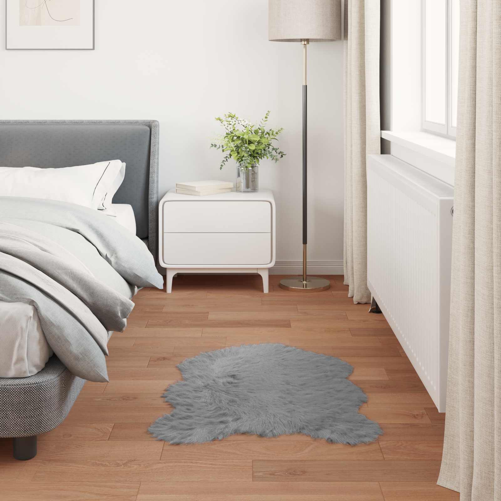 Tappeto in finta TAFALLA Grigio 60 x 90 cm Poliestere