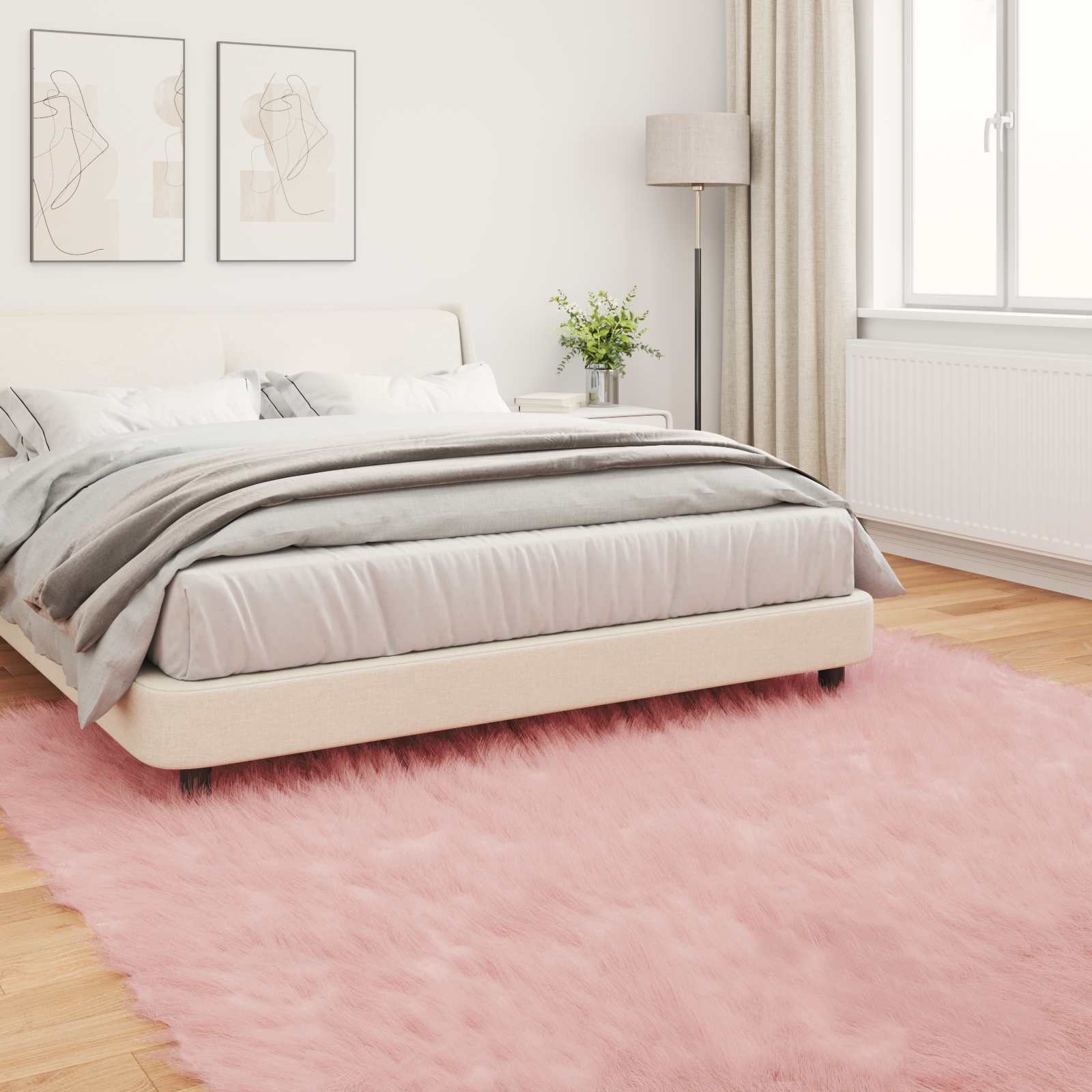 Tappeto in finta TAFALLA Rosa 200 x 200 cm Poliestere