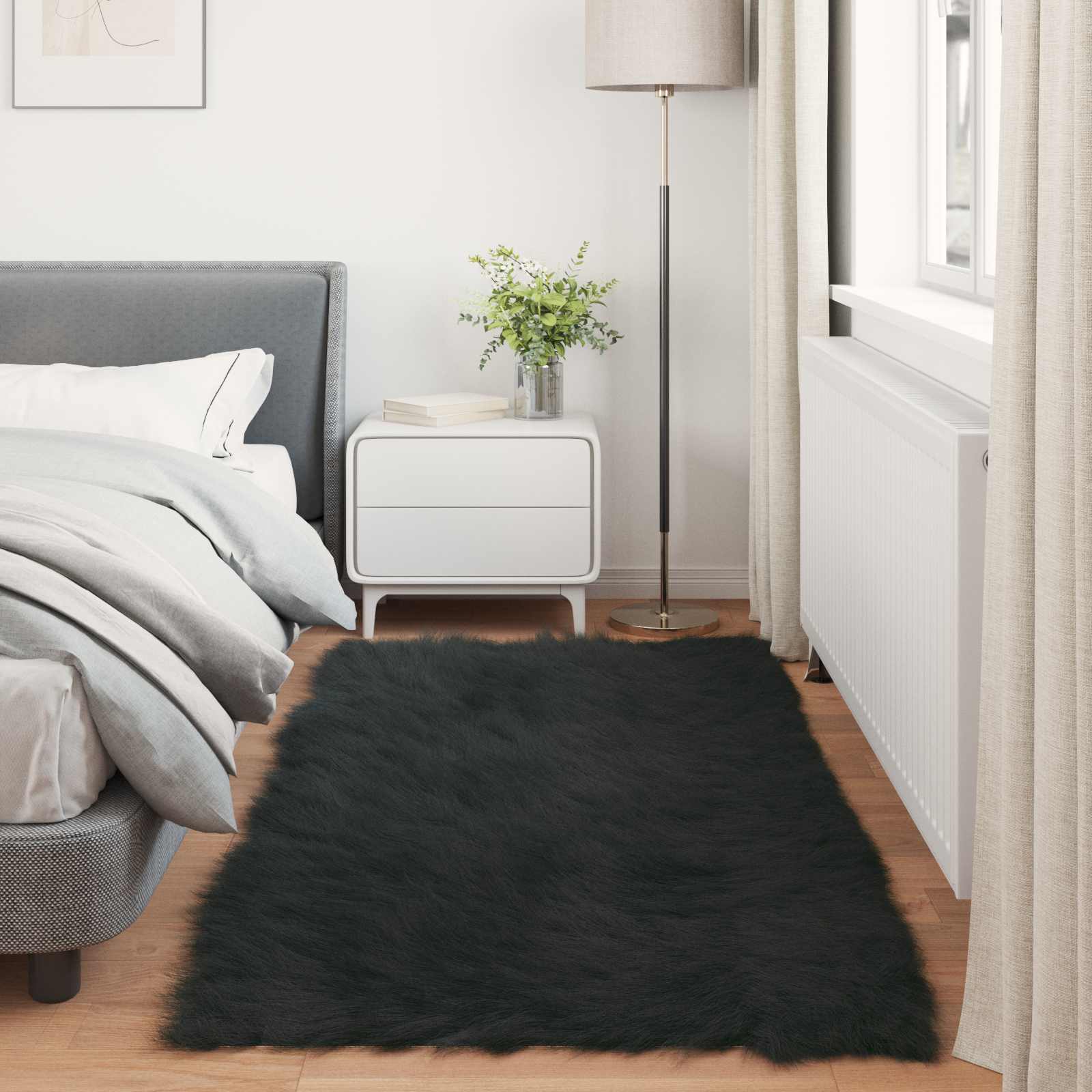Tappeto in finta TAFALLA Nero 80 x 200 cm Poliestere