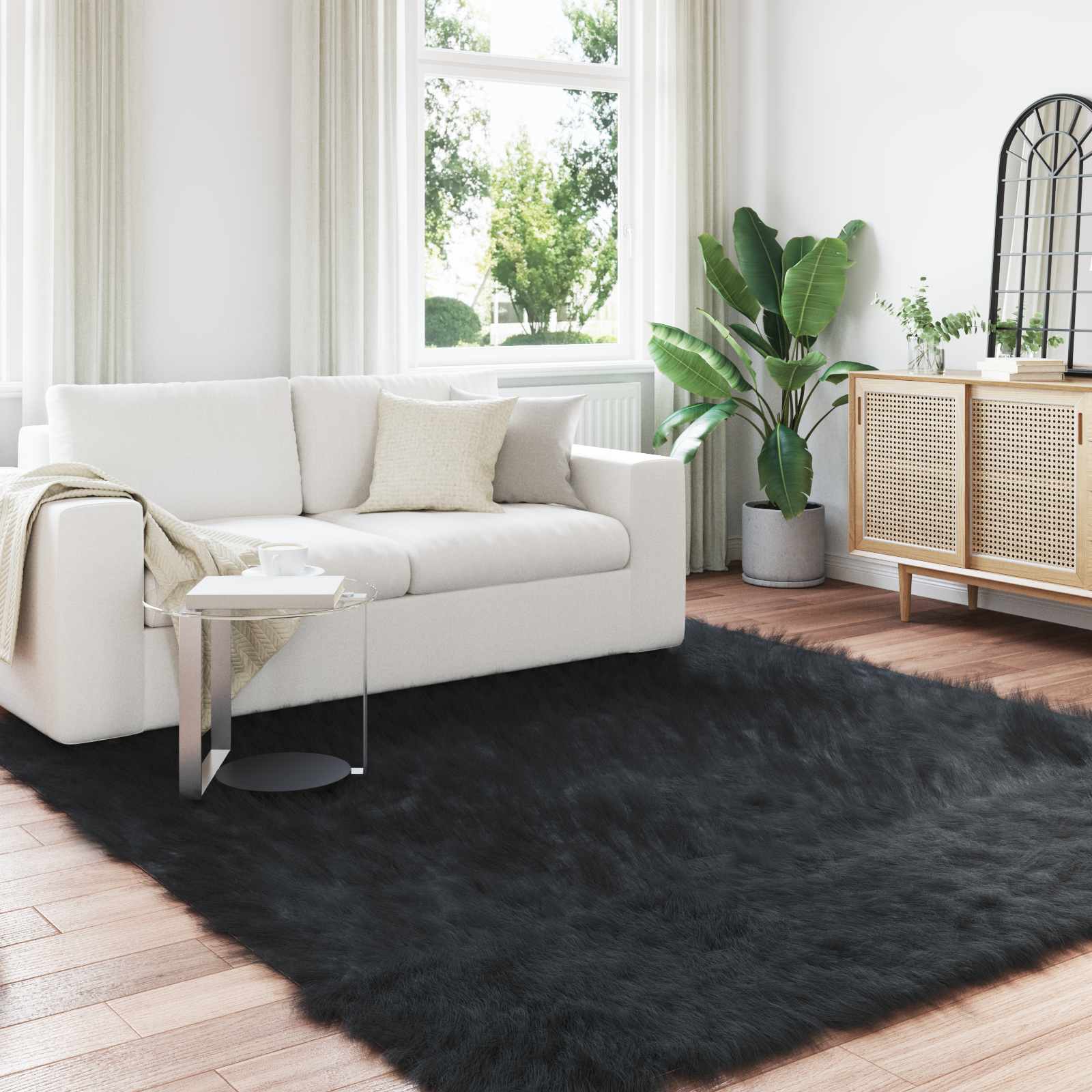Tappeto in finta TAFALLA Nero 240 x 240 cm Poliestere