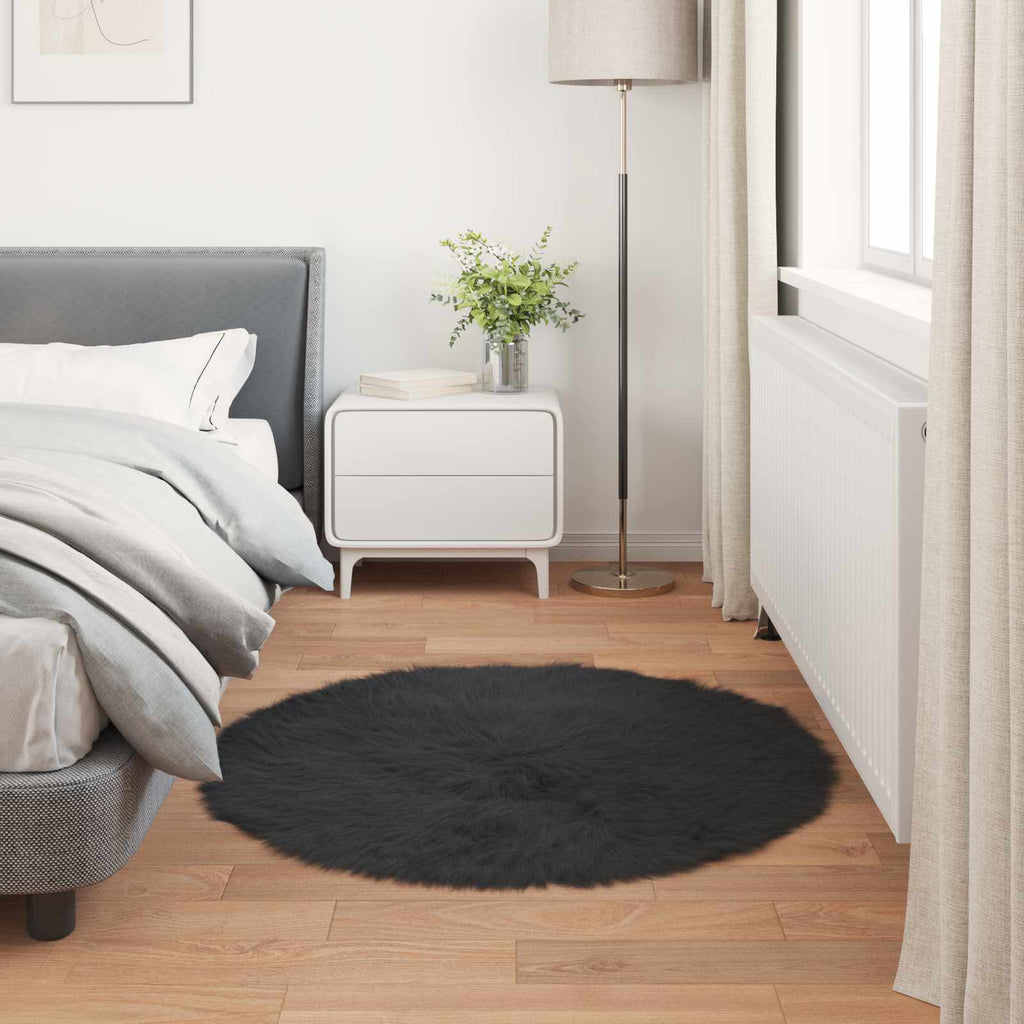 Tappeto in finta TAFALLA Nero Ø 100 cm Poliestere