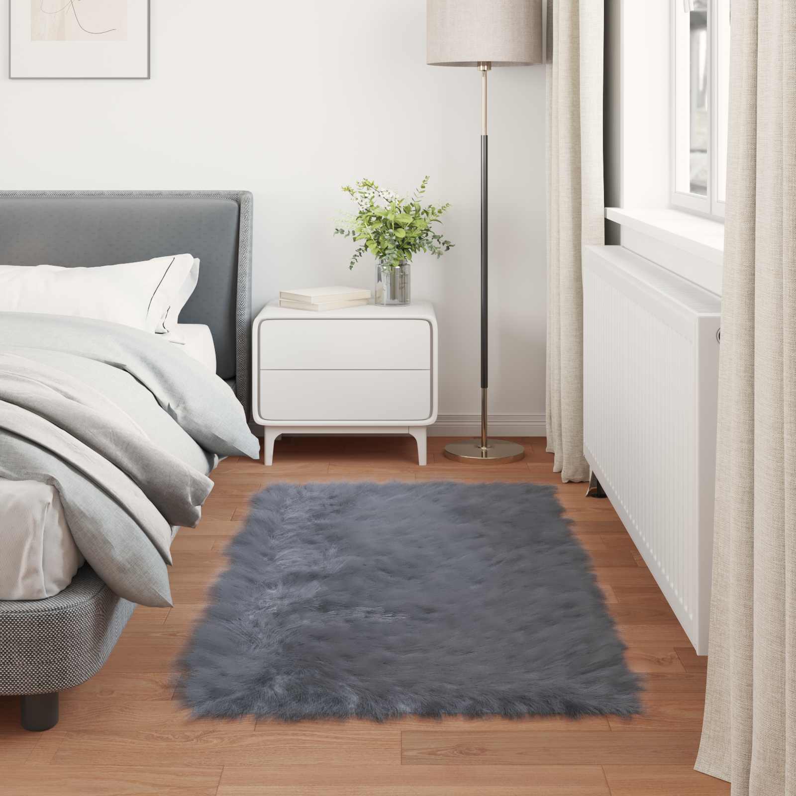 Tappeto in finta TAFALLA Antracite 60 x 110 cm Poliestere
