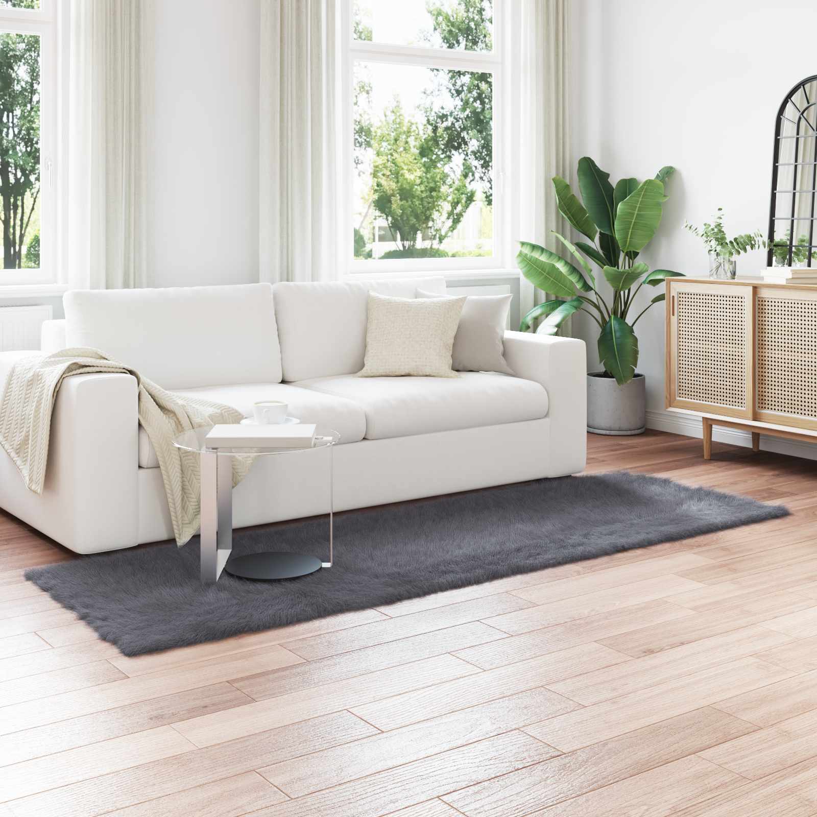 Tappeto in finta TAFALLA Antracite 80 x 250 cm Poliestere