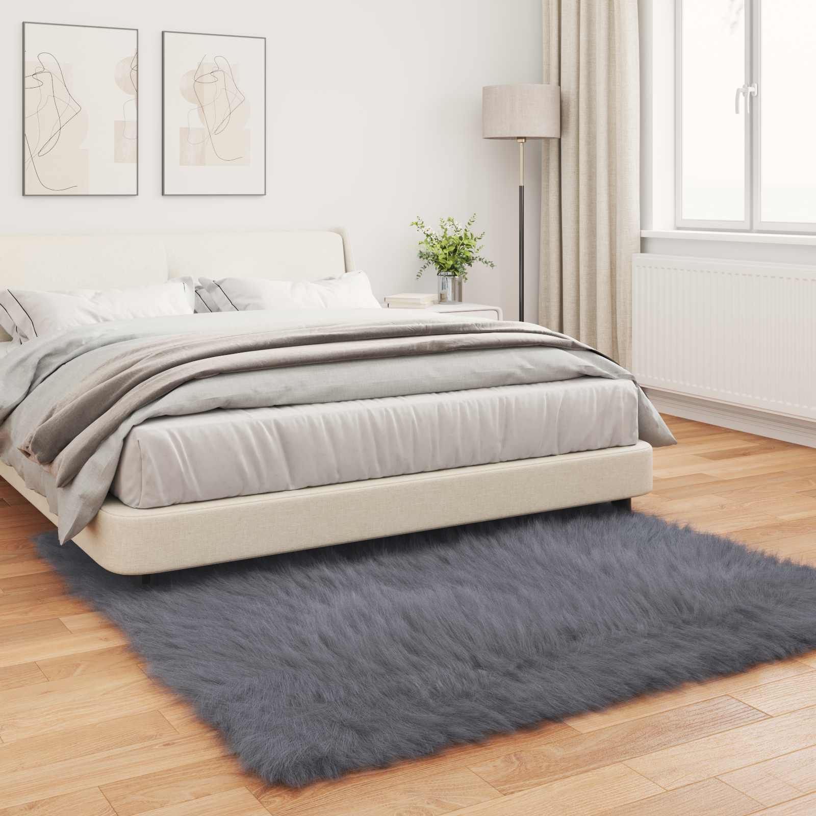 Tappeto in finta TAFALLA Antracite 160 x 160 cm Poliestere