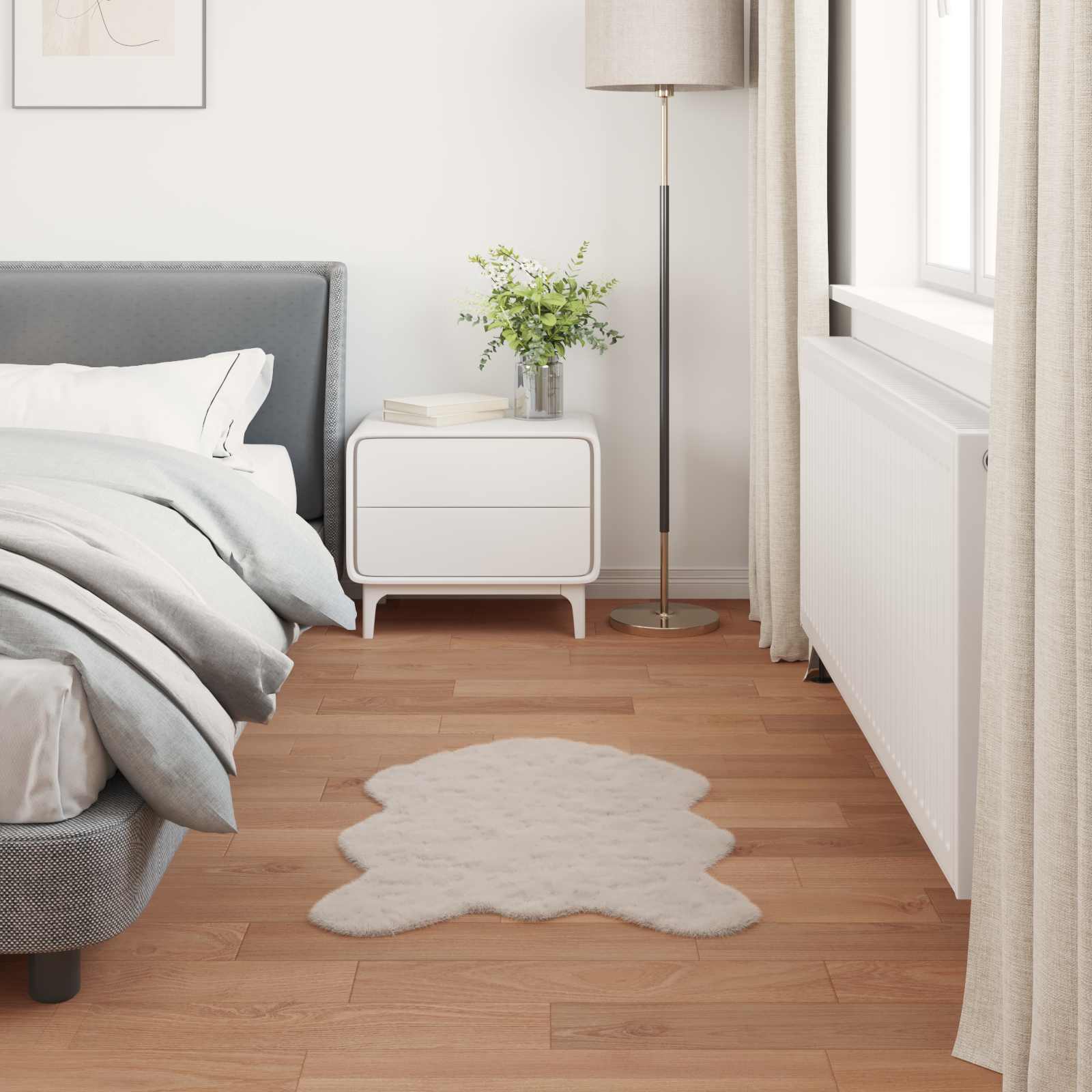 Tappeto antiscivolo in sintetica di coniglio OLITE Beige