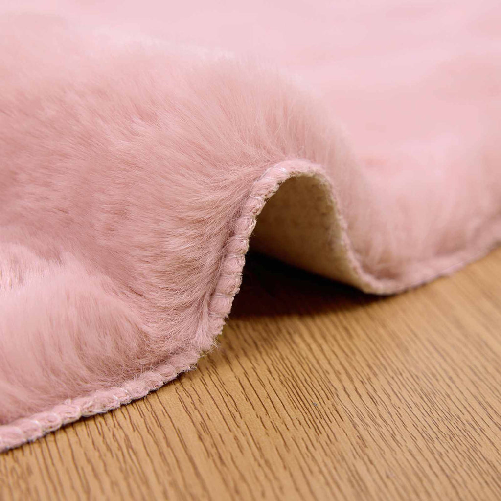 Tappeto antiscivolo in sintetica di coniglio OLITE Rosa Ø 80 cm