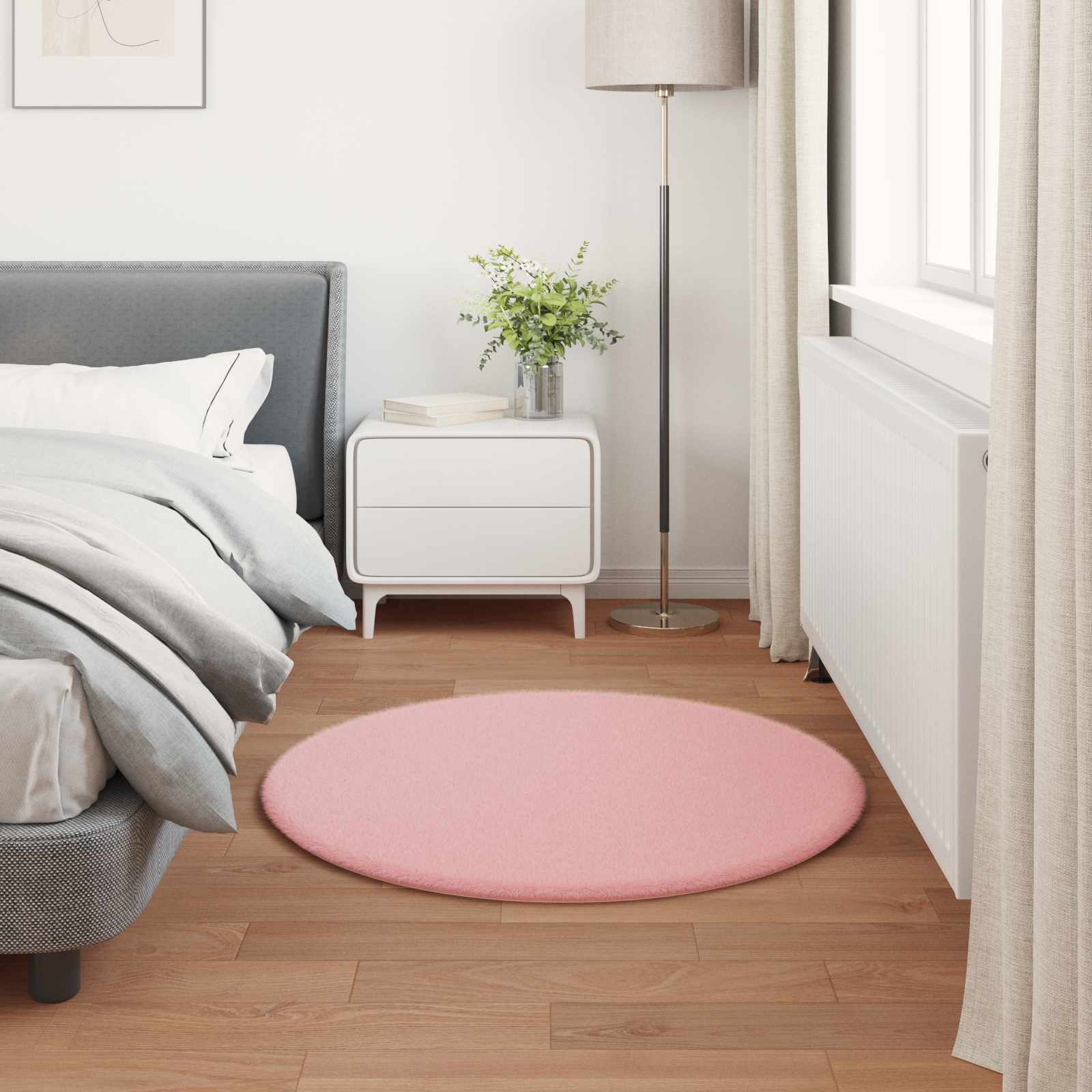Tappeto antiscivolo in sintetica di coniglio OLITE Rosa Ø 80 cm