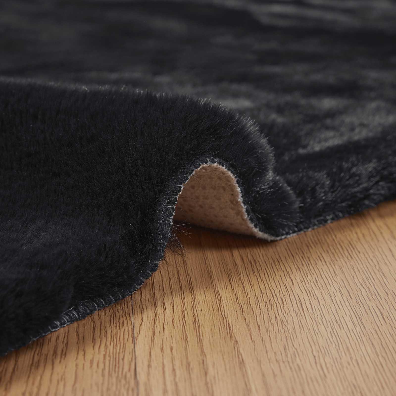 Tappeto antiscivolo in sintetica di coniglio OLITE Nero Ø 80 cm