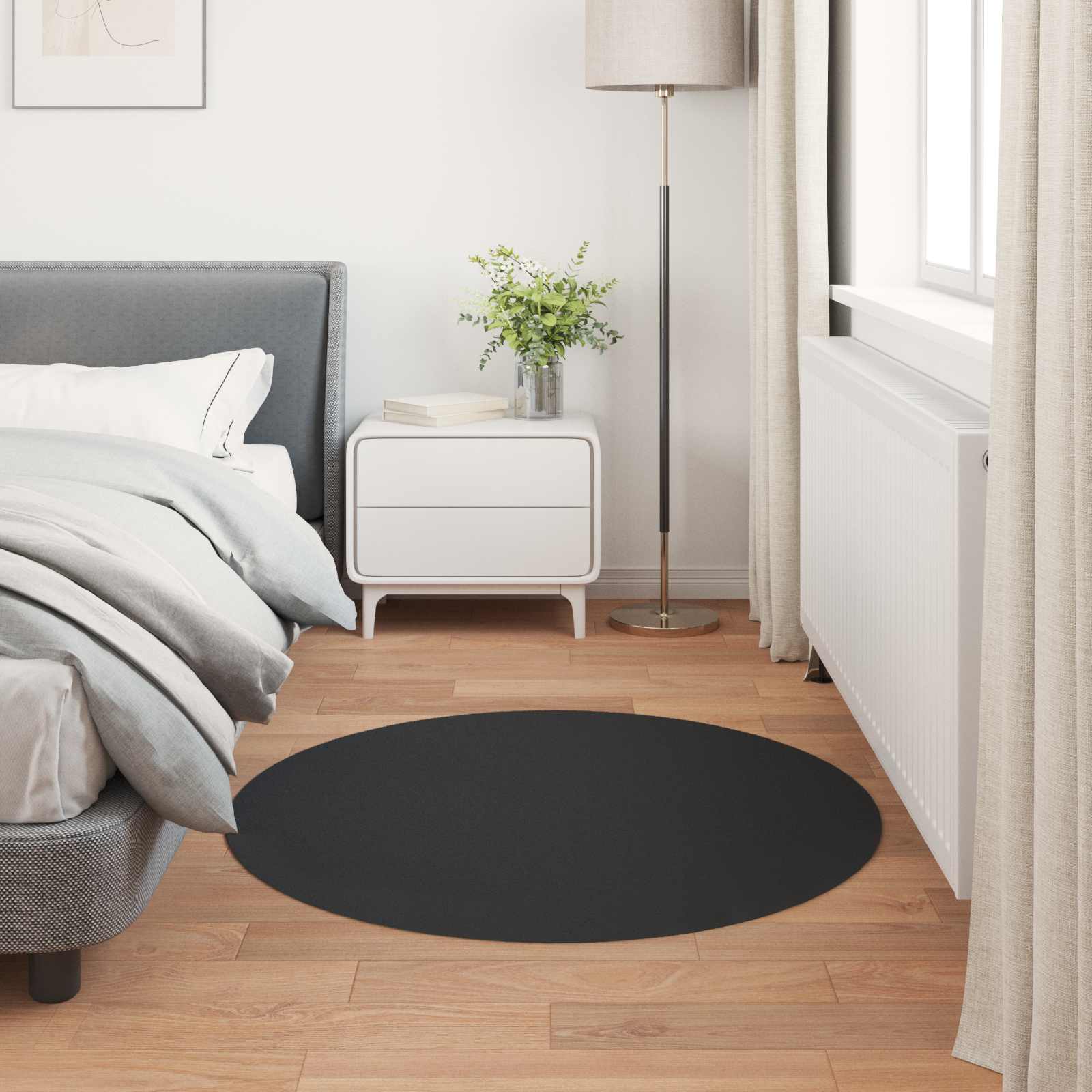 Tappeto antiscivolo in sintetica di coniglio OLITE Nero Ø 80 cm