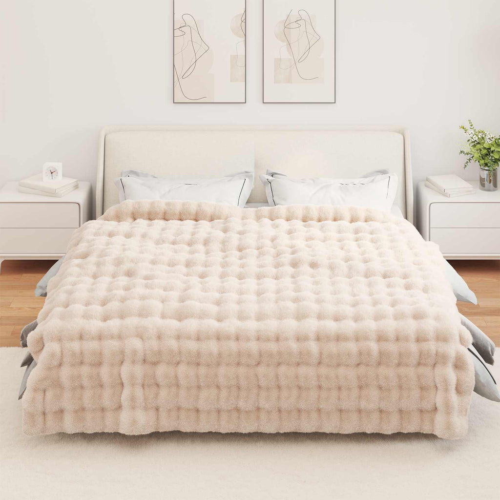 Coperta antiscivolo in sintetica di coniglio Olite Beige