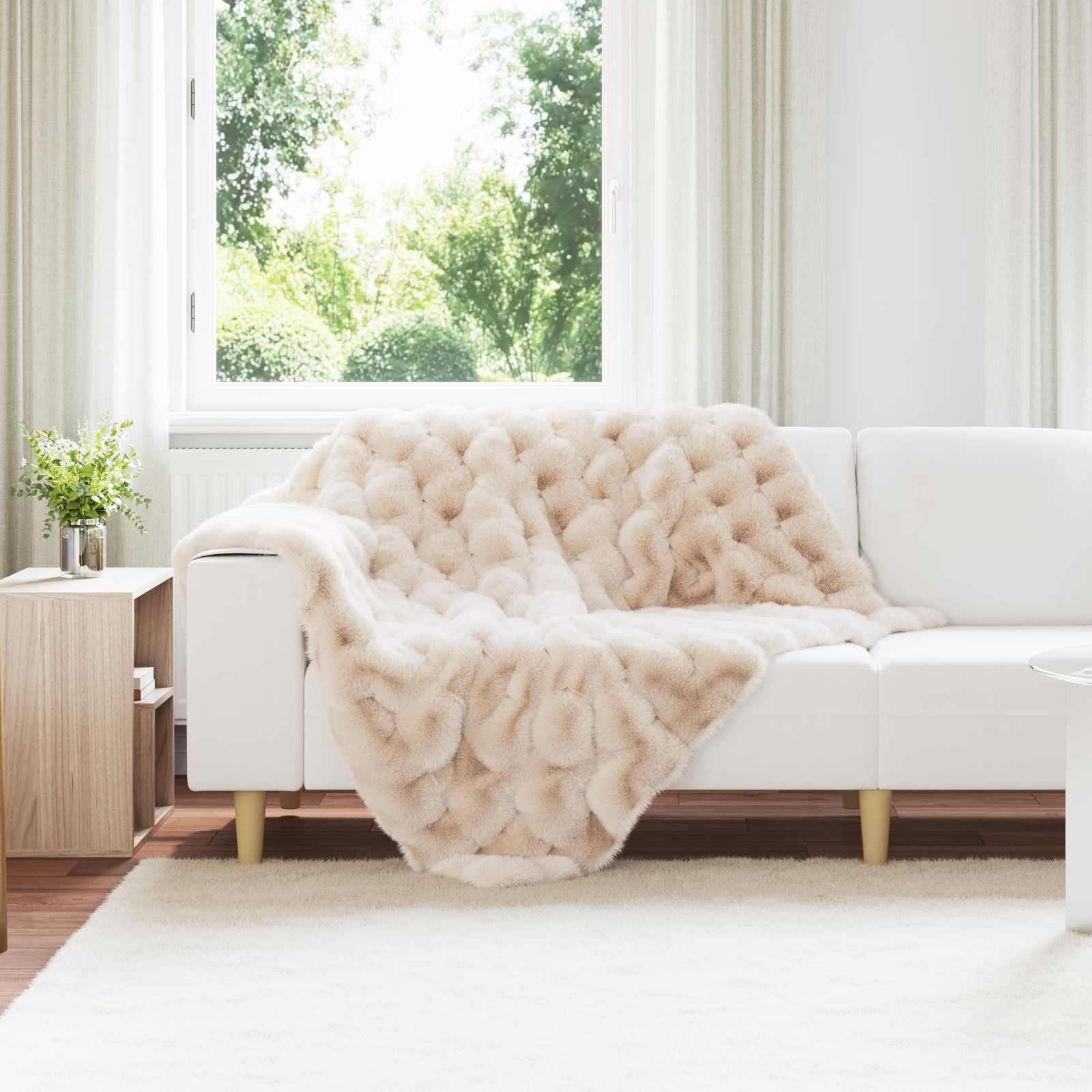 Coperta antiscivolo in sintetica di coniglio Olite 4 pcs Beige