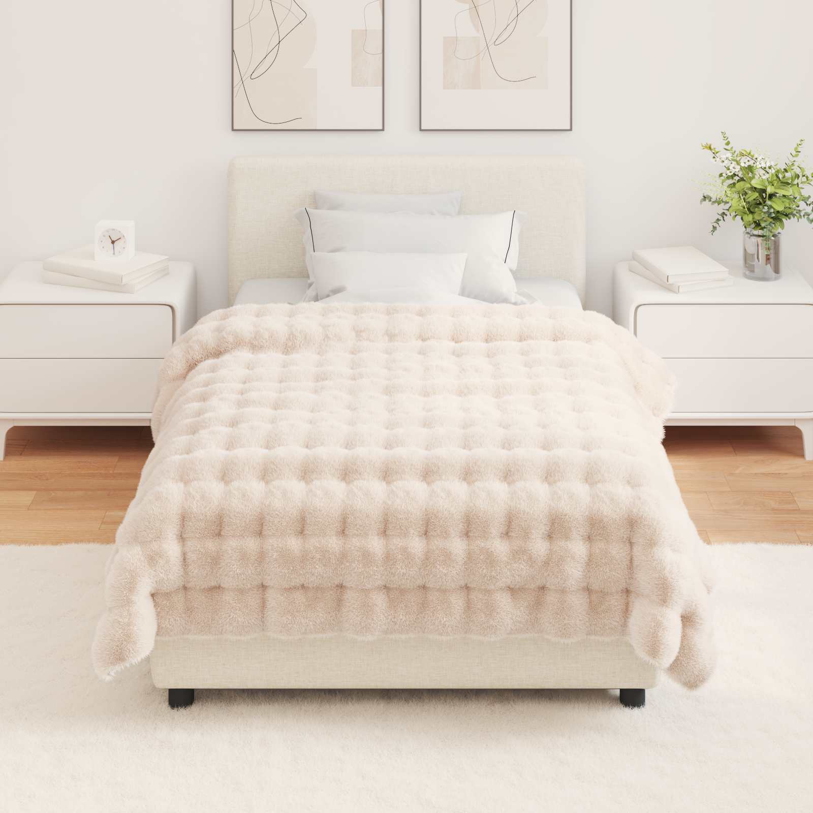 Coperta antiscivolo in sintetica di coniglio Olite 4 pcs Beige