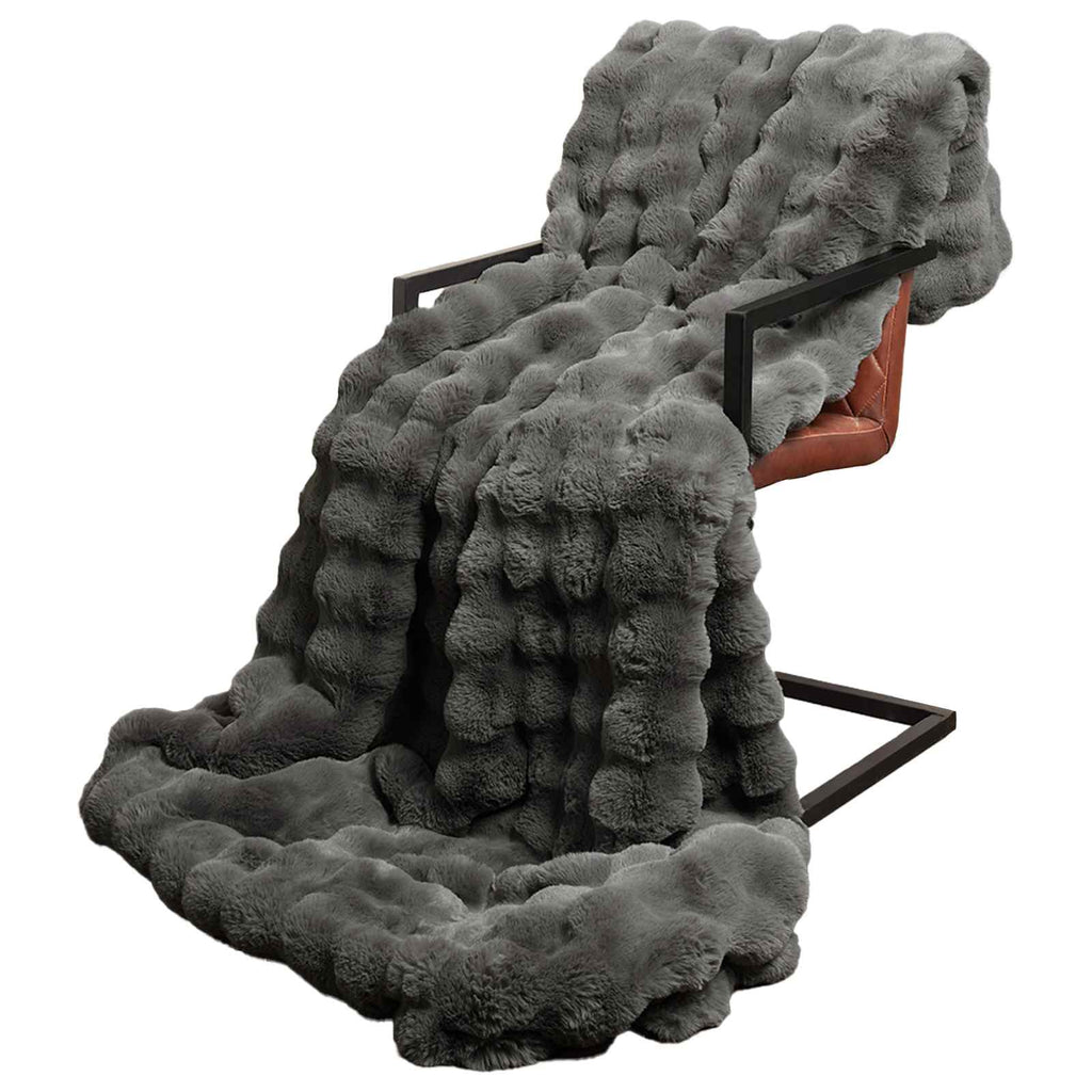 Coperta antiscivolo in sintetica di coniglio Olite Grigio Scuro