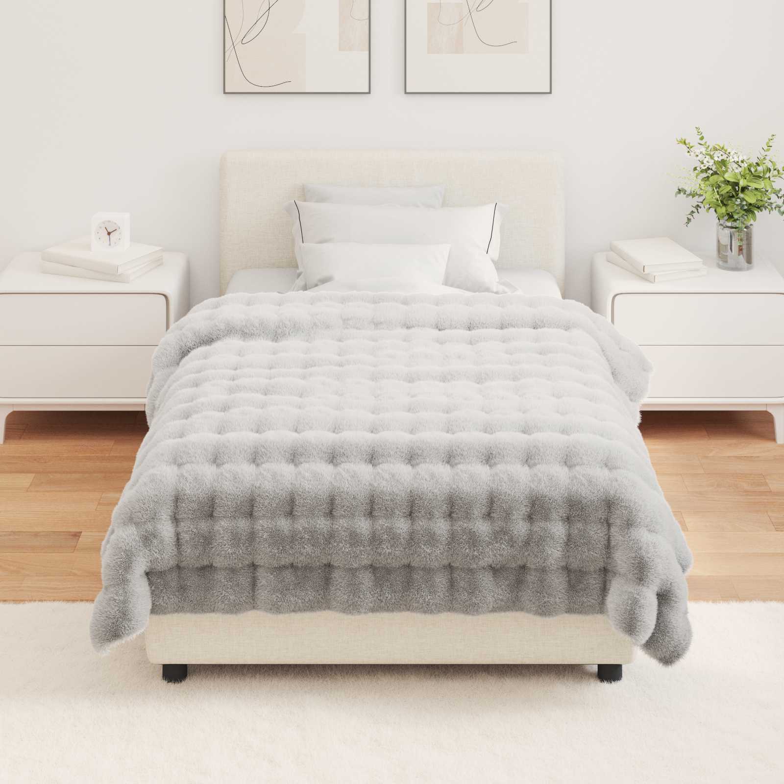 Coperta antiscivolo in sintetica di coniglio Olite 4 pcs Grigio