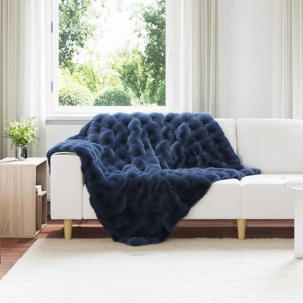 Coperta antiscivolo in sintetica di coniglio Olite Blu Marino