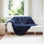 Coperta antiscivolo in sintetica di coniglio Olite Blu Marino