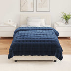 Coperta antiscivolo in sintetica di coniglio Olite Blu Marino