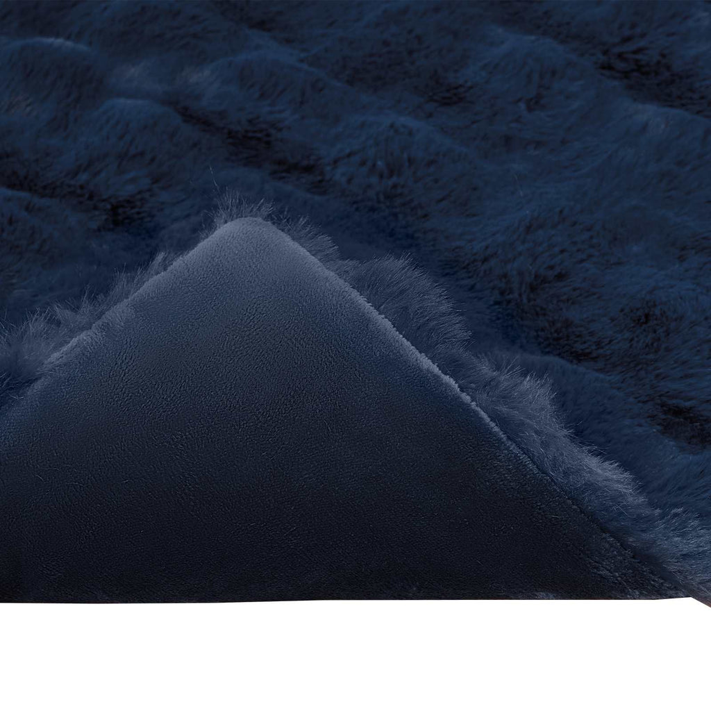 Coperta antiscivolo in sintetica di coniglio Olite Blu Marino