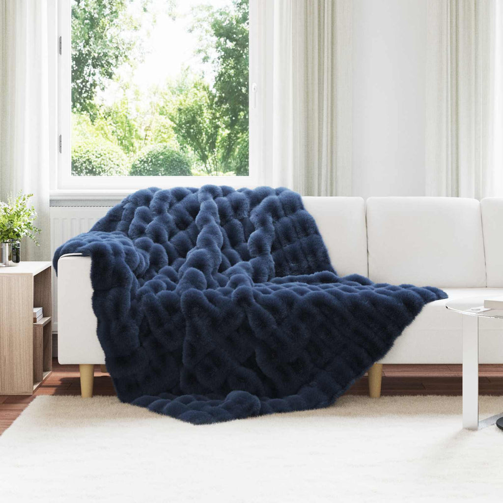 Coperta antiscivolo in sintetica di coniglio Olite Blu Marino