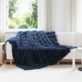 Coperta antiscivolo in sintetica di coniglio Olite Blu Marino